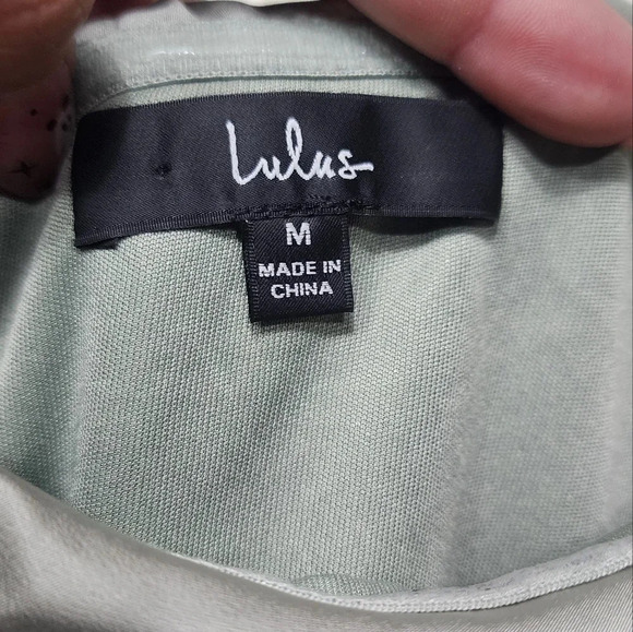 Lulu's Showing Off a Little Sage Green Asymmetrical Tulip Midi Dress M Wedding - Picture 11 of 11